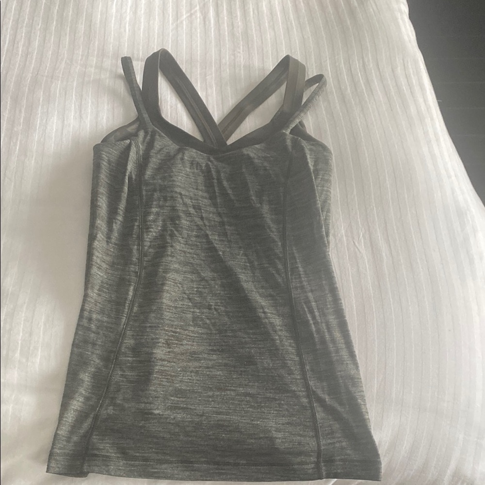 Lululemon Athletica Gray Fitted Backless Tank Top